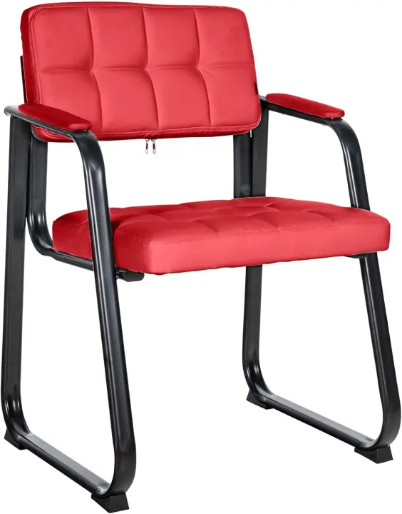 para Visitas Canadá B Tapizada En Cuero Sintético I Silla De Espera con Reposabrazos I Silla Confidente con Base De Metal I Color:, Color:Negro - 1