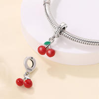 Cuentas de fruta de cerezas bonitas y creativas de Plata de Ley 925 compatibles con pulsera Original Pandora, abalorios, regalo de joyería para mujer - details 2