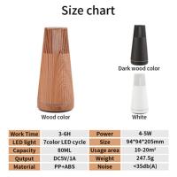 Humidificador de aire eléctrico, difusor de aceites esenciales con Control remoto, minigenerador de niebla de grano de madera y luz LED A - details 2