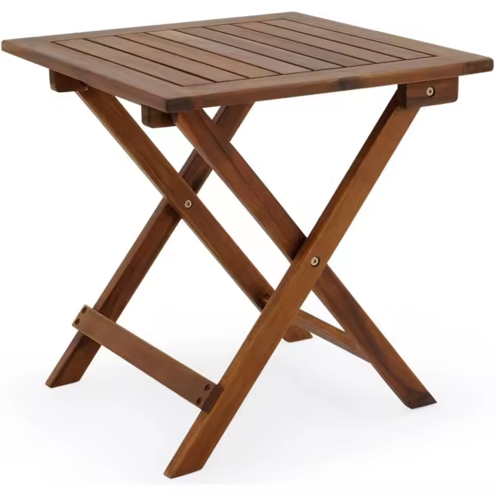 Mesa de jardín de madera de acacia FSC ®   Mesa auxiliar plegable de 46x46cm para exterior, balcón o terraza - 1