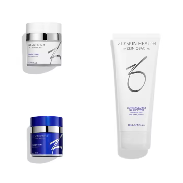 ZO SKIN Limpiador Suave 200ml + Crema Recuperadora 50ml + Crema Renovadora 50ml Set de tres piezas - 1