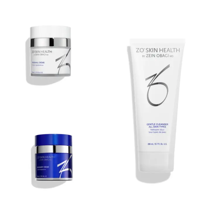 ZO SKIN Limpiador Suave 200ml + Crema Recuperadora 50ml + Crema Renovadora 50ml Set de tres piezas - 1