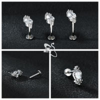 ZS 1 pieza de Piercing de labio Labret de acero inoxidable sin rosca, anillo de labios de cristal CZ, pendiente de Piercing de cartílago hélice Tragus de 16G, 6/8/10MM - details 11