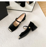 Nuevos zapatos de mujer con plataforma poco profunda y tacones gruesos con combinación de un solo color. - details 29
