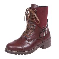 Tacones gruesos con punta redonda a la moda para mujer, botines, botas Martin - details 1