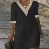 Vestido de verano de manga corta para mujer, vestidos casuales con cuello en V - details 3