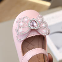 Zapatos de cuero para niñas pequeñas, zapatos planos informales de princesa dulce para niños, fiesta de boda, diamantes de imitación, mariposa, cristal, corazón, moda, nuevo suave - details 17