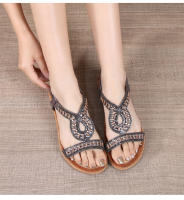 Sandalia Plana Mujer 2025 Punta Redonda con Cristales - Diseño Transpirable Boho Chic, Zapatos de Verano Cómodos para Playa, Fiesta y Diario, Moda Primavera-Verano - details 13