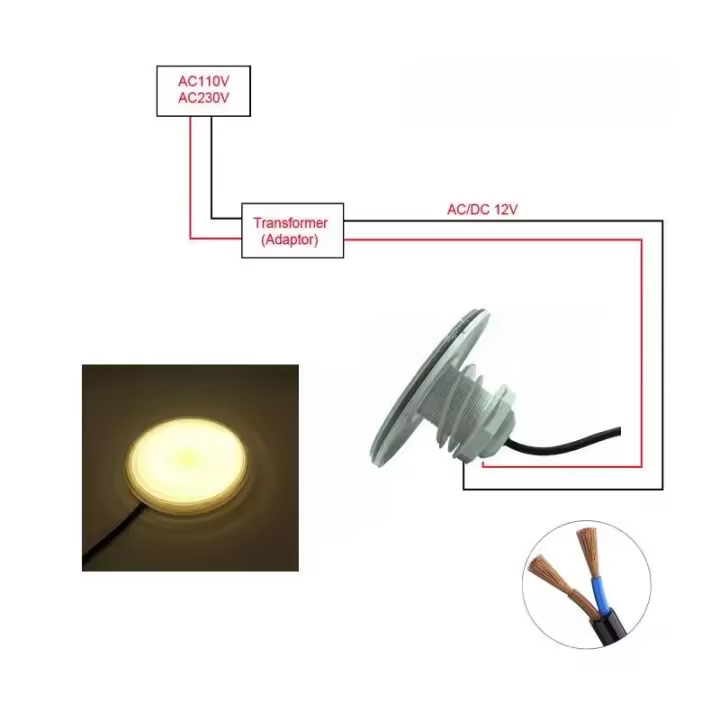 BESTWAY - Luces impermeables para piscinas y piscinas INTEX, luces subacuáticas de 25W, 30W, 42W, 50W, 60W, RGB, control remoto de 12V AC - 1