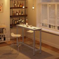 Conjunto de Mesa de Bar y 2 Taburetes, Muebles de Comedor, Mesa Alta y Taburetes de Bar, Barra Cocina y Salon, 140x40x100 cm, Metal + MDF, Roble Claro - details 47