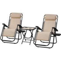 Sillas de Exterior Plegables y Reclinables Unidades de 2 Acero Ligero Perfecto para Jardín, Playa, Piscina, Terraza Marrón - details 0