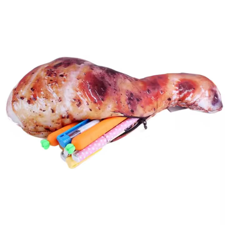 Estuche para lápices de carne de patas de cerdo, baquetas de carpa, bolsa para bolígrafos con forma de pez realista con cremallera, bolsa de papelería de comida de simulación - 1