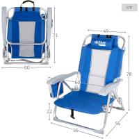playa plegable y reclinable 5 posiciones, Silla portátil plegable 55x67,5x86cm, Incluye cojín, 1 bolsillo, 1 bolsa con cremallera y topes antivuelco, Sillas de playa - details 25