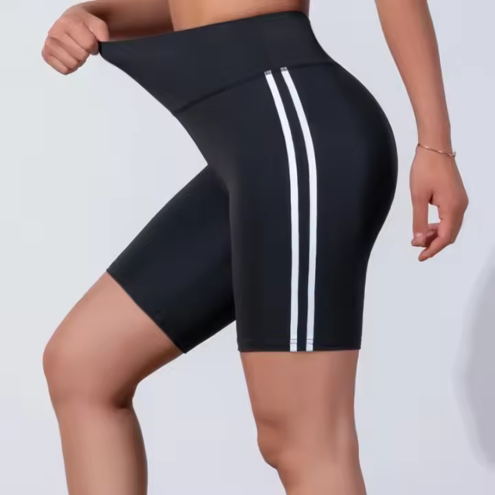 Pantalones cortos de cintura alta para mujer de verano Pantalones deportivos a rayas - 1