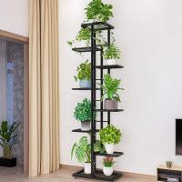 Soporte de Metal para Plantas de 8 Niveles Estante de Almacenamiento para Macetas en Gris Oscuro y Plateado Organizador de Almacenamiento para Interior y Exterior - details 1