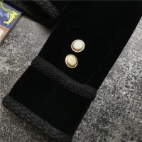 Blazer de terciopelo de doble botonadura para mujeres, corto, asimétrico, con botones, blazer casual para oficina, traje clásico - details 9