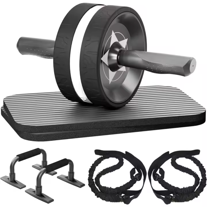 Ruedas de Ab Rollers Kit de Entrenamiento con Resistencia y Barra de Push Up para Fortalecer el Núcleo Abdominal Marca Entersports - 1