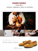 Zapatos de cuero para hombre, estilo británico, con una sola tira, mate, tipo mocasín, para negocios. - details 4