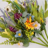 4 PAQUETES DE FLORES DE MARIANA ARTIFICIALES DE SRILLA, Seda falsa Verano Verano colorido flores silvestres Ramo para el hogar Florero de mesa de interior Decoración de la fiesta de bodas - details 0