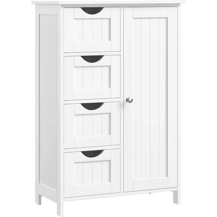 Gabinete de Almacenamiento con 4 Cajones y 1 Armario de Taquilla, Puerta Simple, Estante Ajustable, - 1