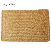 Tapete de lugar de algas marinas naturales, manteles individuales rectangulares de ratán tejidos a mano, tapete para taza de té de paja, agarradera, accesorios de vajilla de cocina - details 10