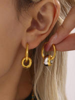 De Maple inoxidable de la venta de La Gota de metal de Empalme Stud Pendientes para las mujeres de dos maneras de desecho de color Nuevo accesorio Encanto de lujo de joyería - details 6
