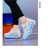 Zapatos de patín de 2 ruedas para mujer, zapatos de tendencia para niña con LED retráctil, zapatillas informales de doble propósito con ruedas - details 15