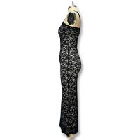 Vestido Largo Transparente de Verano 2025 - Vestido de Noche Ajustado de Color Sólido Sexy sin Mangas con Encaje Trenzado para Mujer - details 12