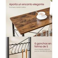 Estantería de Cocina con Ruedas, Carrito de Servicio de 3 Niveles, Estantería para Microondas, Horno, Tostadora, Marco de Metal con 6 Ganchos, Marrón Rústico y Negro - details 39