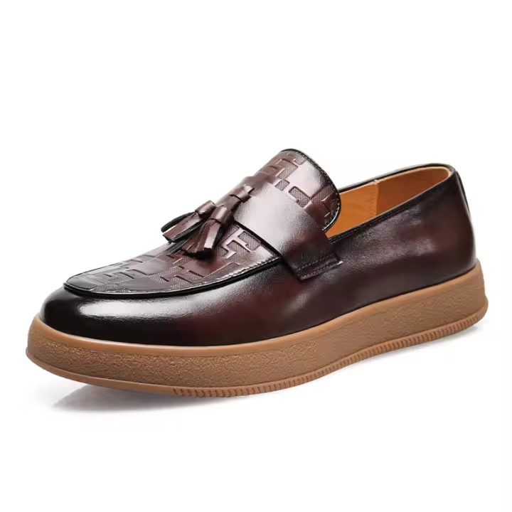 Zapatos casuales para hombres tendencia que aumenta los zapatos de cuero de cabeza redonda mocasines transpirables británicos - 1
