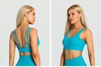 SHINBENE-Sujetador deportivo con tirantes para mujer, sostén deportivo con escote en V, espalda cruzada, acolchado, entrenamiento, Yoga - details 45