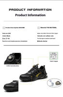 Zapatos de seguridad para hombre con botones giratorios y puntera de acero indestructible antipinchazos y con almohadilla de aire, botas de trabajo con suela de goma, material de tela y algodón. - details 2