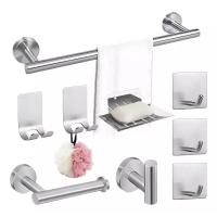 Juego De Accesorios Para Baño De 304, Acero Inoxidable, 9 piezas, Color Plateado - details 0