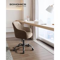 Silla de estudio, giratoria, altura ajustable, carga de 110 kg, marco de acero, tela de algodón-lino transpirable, para estudio, dormitorio, marrón OBG019K01 - details 3
