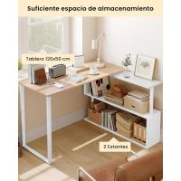 Escritorio en L con Estantes Giratorios, Mesa de Ordenador 120x50cm, Mesa de Trabajo, Escritorio Esquinero, Roble Claro - details 4