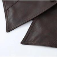 Chaqueta Corta de Cuero con Cinturón Abrigo de Moto de Manga Larga para Mujer - details 7