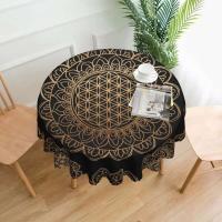 Mantel circular mandala, flor de loto de la vida, impermeable, resistente al aceite, 60 pulgadas, forma geométrica sagrada - details 162