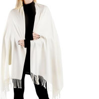 Bufanda larga clásica de color sólido con borlas de invierno cálido para mujer, chal suave, para bodas, regalo para mujer - details 0