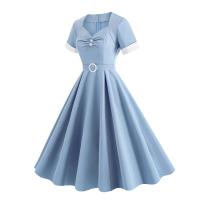Vestido Retro de Cintura Alta con Botones de Frente Vestido de Swing Elegante para Mujeres - details 13