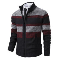 Nuevo abrigo de punto polar para hombre, cárdigan liso grueso, Tops, moda Otoño Invierno, cuello levantado, suéter de asuntos comerciales para hombre - details 1