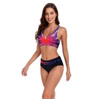 Traje de Baño de Dos Piezas Estilo Vintage Tanga Alto con Impresión Retro Material de Dacron - details 22