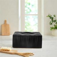 Caja de pañuelos minimalista duradera, caja de pañuelos de plástico impermeable, contenedor de pañuelos blanco y negro a prueba de polvo para dormitorio - details 6