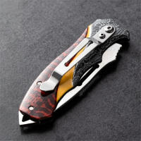 Cuchillo Plegable Portátil EDC Para Camping Y Caza Táctica Hoja De Acero Inoxidable Duradero Con Abrebotellas Y Mango De Madera - details 14