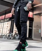 Nuevos pantalones vaqueros para hombre, pantalones vaqueros lavados de Color sólido con múltiples bolsillos, pantalones vaqueros Cargo de cintura media, pantalones casuales de moda de talla grande, ropa diaria para hombre - details 3