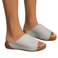 Sandalias de Cuña para Mujer Nueva Moda de Verano Punta Abierta Cómodas Transpirables con Hebilla Zapatos para Mujer Color Blanco - details 10