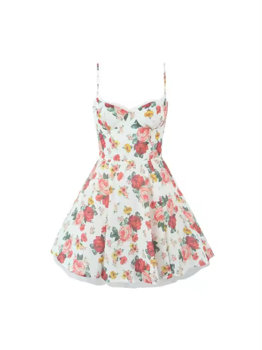 Vestido de tirantes de satén multicolor con cintura de borde de acero tridimensional para mujer Spice Girls - 1