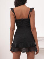 Vestido ajustado sin mangas para mujer Y2K con cuello en forma de corazón y dobladillo escalonado de gasa para fiesta y club - details 4