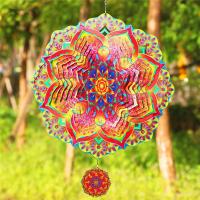 Mandala Wind Spinner Metal 3D giratorio Windchimes arte de lujo jardín colgante decoración al aire libre - details 3