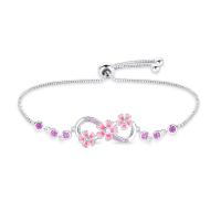 Pulsera de plata de ley 925 con símbolo de flores rosas de la suerte, abalorios colgantes, joyería fina para mujeres y niñas - details 0