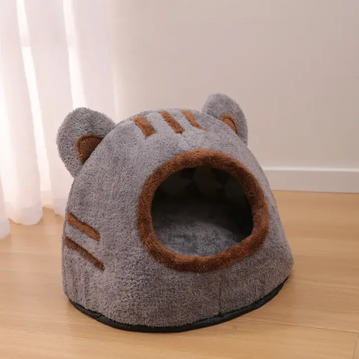 Cama suave para gato y perro, casa de invierno para dormir profundamente, cojín extraíble, tienda cerrada para mascotas, suministros para cachorros - 1
